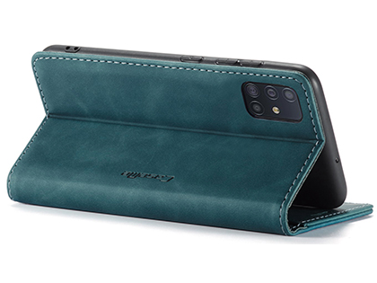 CaseMe Slim Synthetic Leather Wallet Case with Stand for Samsung Galaxy A51 - Teal