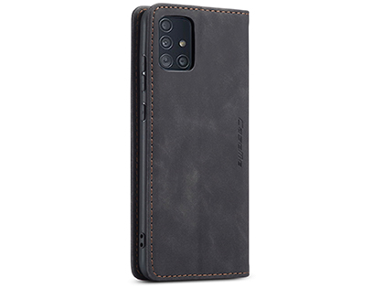 CaseMe Slim Synthetic Leather Wallet Case with Stand for Samsung Galaxy A51 - Charcoal