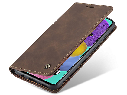 CaseMe Slim Synthetic Leather Wallet Case with Stand for Samsung Galaxy A51 - Chocolate Leather Wallet Case