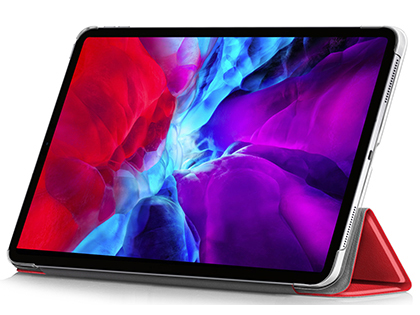 Premium Slim Synthetic Leather Flip Case with Stand for iPad Pro 12.9 (2020) - Red