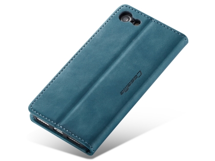 CaseMe Slim Synthetic Leather Wallet Case with Stand for iPhone SE 2 / SE 3 - Teal