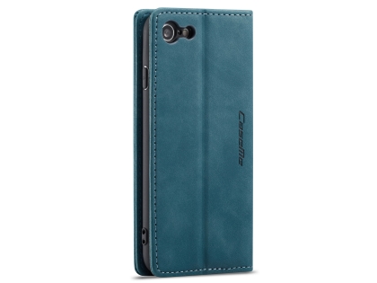 CaseMe Slim Synthetic Leather Wallet Case with Stand for iPhone SE 2 / SE 3 - Teal
