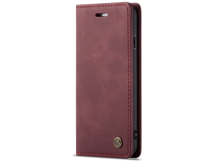CaseMe Slim Synthetic Leather Wallet Case with Stand for iPhone SE 2 / SE 3 - Burgundy
