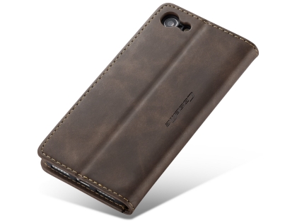 CaseMe Slim Synthetic Leather Wallet Case with Stand for iPhone SE 2 / SE 3 - Chocolate