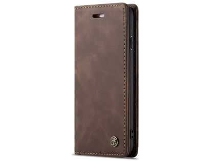CaseMe Slim Synthetic Leather Wallet Case with Stand for iPhone SE 2 / SE 3 - Chocolate