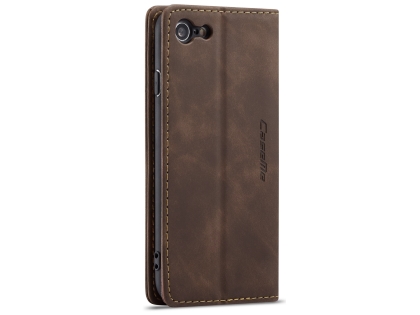CaseMe Slim Synthetic Leather Wallet Case with Stand for iPhone SE 2 / SE 3 - Chocolate