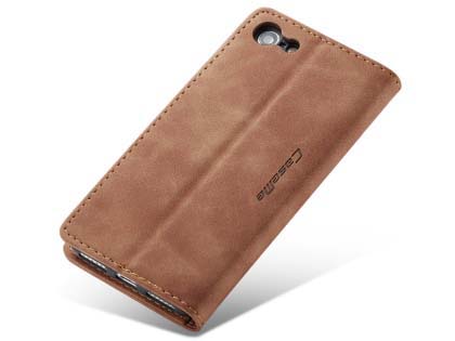 CaseMe Slim Synthetic Leather Wallet Case with Stand for iPhone SE 2 / SE 3 - Tan
