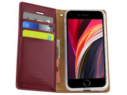 Mercury Goospery Blue Moon Wallet Case for iPhone SE 2 / SE 3 - Burgundy
