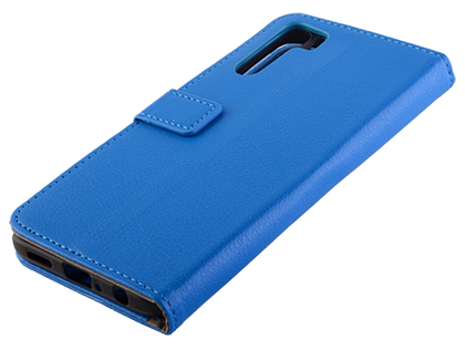 Synthetic Leather Wallet Case with Stand for OPPO A91 - Blue Leather Wallet Case