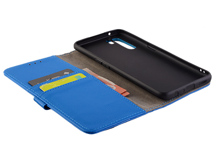 Synthetic Leather Wallet Case with Stand for OPPO A91 - Blue