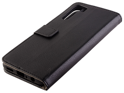 Synthetic Leather Wallet Case with Stand for OPPO A91 - Black Leather Wallet Case
