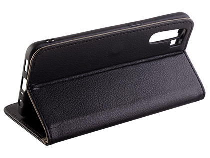 Synthetic Leather Wallet Case with Stand for OPPO A91 - Black