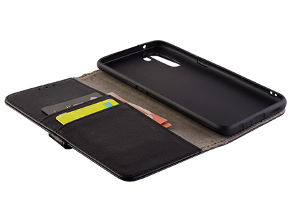 Synthetic Leather Wallet Case with Stand for OPPO A91 - Black