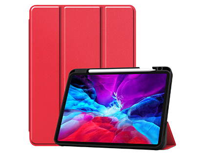 Premium Slim Synthetic Leather Flip Case with Stand for iPad Pro 11 (2020) - Red Leather Flip Case