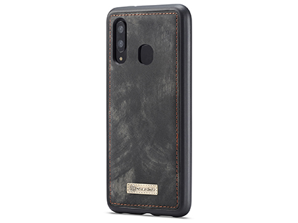 CaseMe 2-in-1 Synthetic Leather Wallet Case for Samsung Galaxy A20 - Khaki/Grey