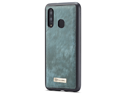 CaseMe 2-in-1 Synthetic Leather Wallet Case for Samsung Galaxy A20 - Teal/Ash
