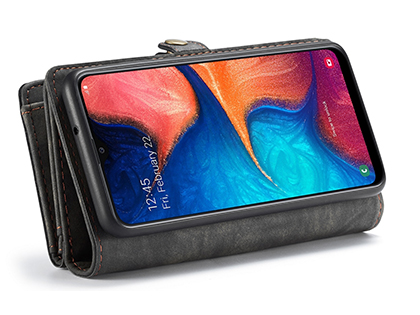 CaseMe 2-in-1 Synthetic Leather Wallet Case for Samsung Galaxy A30 - Khaki/Grey