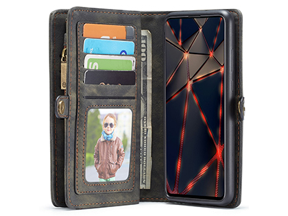 CaseMe 2-in-1 Synthetic Leather Wallet Case for Samsung Galaxy A51 - Khaki/Grey