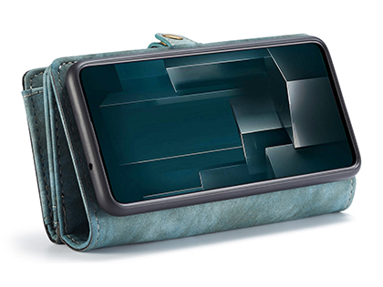 CaseMe 2-in-1 Synthetic Leather Wallet Case for Samsung Galaxy A51 - Teal/Ash