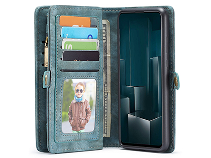 CaseMe 2-in-1 Synthetic Leather Wallet Case for Samsung Galaxy A51 - Teal/Ash