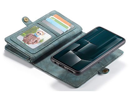 CaseMe 2-in-1 Synthetic Leather Wallet Case for Samsung Galaxy A51 - Teal/Ash