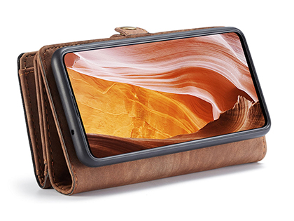 CaseMe 2-in-1 Synthetic Leather Wallet Case for Samsung Galaxy A71 - Beige/Tan
