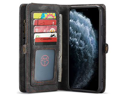 CaseMe 2-in-1 Synthetic Leather Wallet Case for iPhone 11 Pro - Khaki/Grey