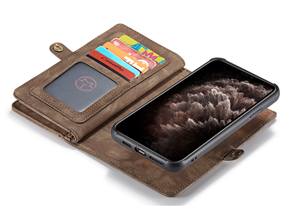 CaseMe 2-in-1 Synthetic Leather Wallet Case for iPhone 11 Pro - Beige/Tan