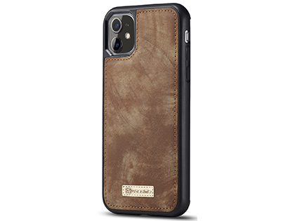 CaseMe 2-in-1 Synthetic Leather Wallet Case for iPhone 11 - Beige/Tan