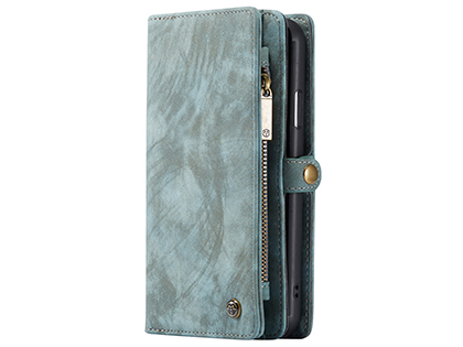CaseMe 2-in-1 Synthetic Leather Wallet Case for iPhone 11 - Teal/Ash