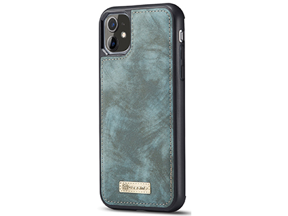 CaseMe 2-in-1 Synthetic Leather Wallet Case for iPhone 11 - Teal/Ash