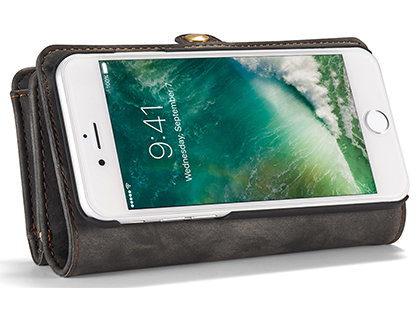 CaseMe 2-in-1 Synthetic Leather Wallet Case for iPhone 8/7 - Khaki/Grey