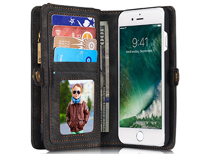 CaseMe 2-in-1 Synthetic Leather Wallet Case for iPhone 8/7 - Khaki/Grey