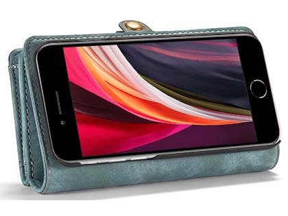 CaseMe 2-in-1 Synthetic Leather Wallet Case for iPhone 8/7 - Teal/Ash