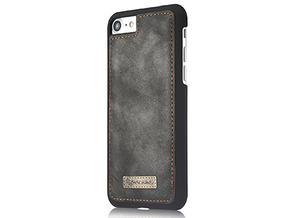CaseMe 2-in-1 Synthetic Leather Wallet Case for iPhone SE 2 / SE 3 - Khaki/Grey