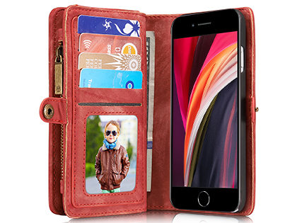 CaseMe 2-in-1 Synthetic Leather Wallet Case for iPhone SE 2 / SE 3 - Pink/Blush