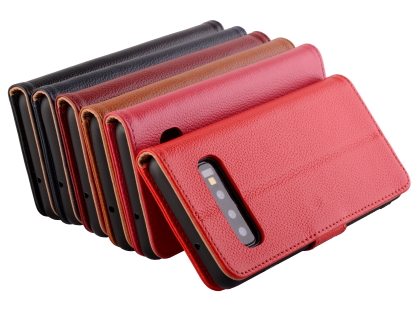 Premium Leather Wallet Case for Samsung Galaxy S10+ - Caramel