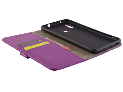 Synthetic Leather Wallet Case with Stand for Samsung Galaxy A11 - Purple