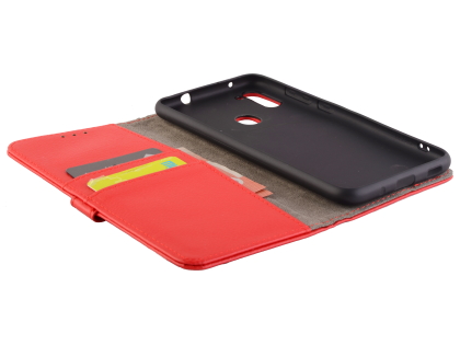 Synthetic Leather Wallet Case with Stand for Samsung Galaxy A11 - Red