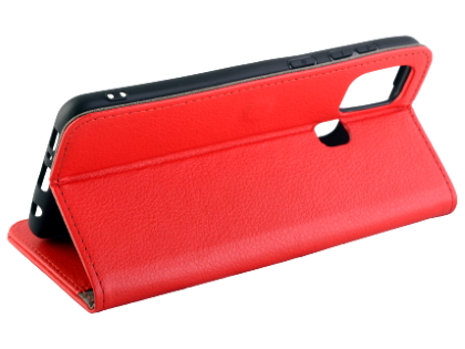 Synthetic Leather Wallet Case with Stand for Samsung Galaxy A21s - Red