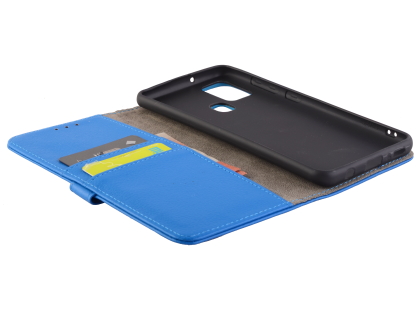 Synthetic Leather Wallet Case with Stand for Samsung Galaxy A21s - Blue