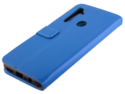 Synthetic Leather Wallet Case with Stand for Motorola Moto G8 - Blue Leather Wallet Case