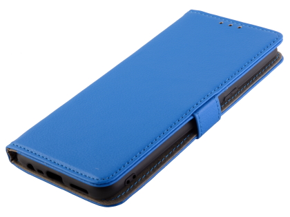 Synthetic Leather Wallet Case with Stand for Motorola Moto G8 - Blue