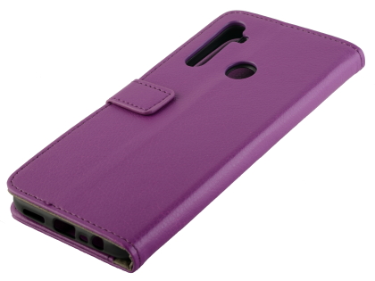 Synthetic Leather Wallet Case with Stand for Motorola Moto G8 - Purple Leather Wallet Case