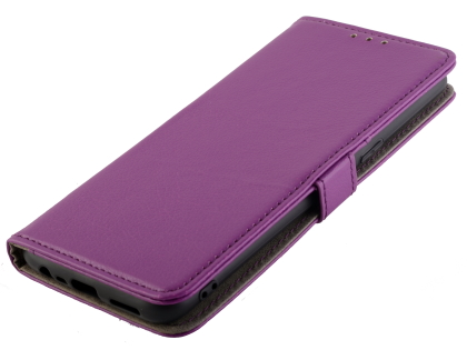 Synthetic Leather Wallet Case with Stand for Motorola Moto G8 - Purple