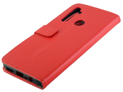 Synthetic Leather Wallet Case with Stand for Motorola Moto G8 - Red Leather Wallet Case