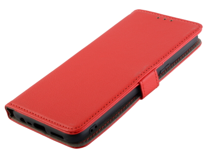 Synthetic Leather Wallet Case with Stand for Motorola Moto G8 - Red