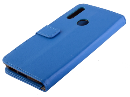 Synthetic Leather Wallet Case with Stand for Motorola Moto E6 Plus - Blue Leather Wallet Case