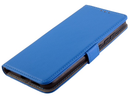 Synthetic Leather Wallet Case with Stand for Motorola Moto E6 Plus - Blue