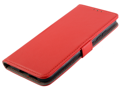 Synthetic Leather Wallet Case with Stand for Motorola Moto E6 Plus - Red